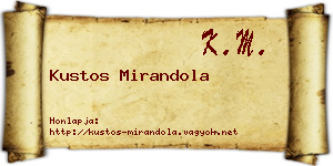 Kustos Mirandola névjegykártya